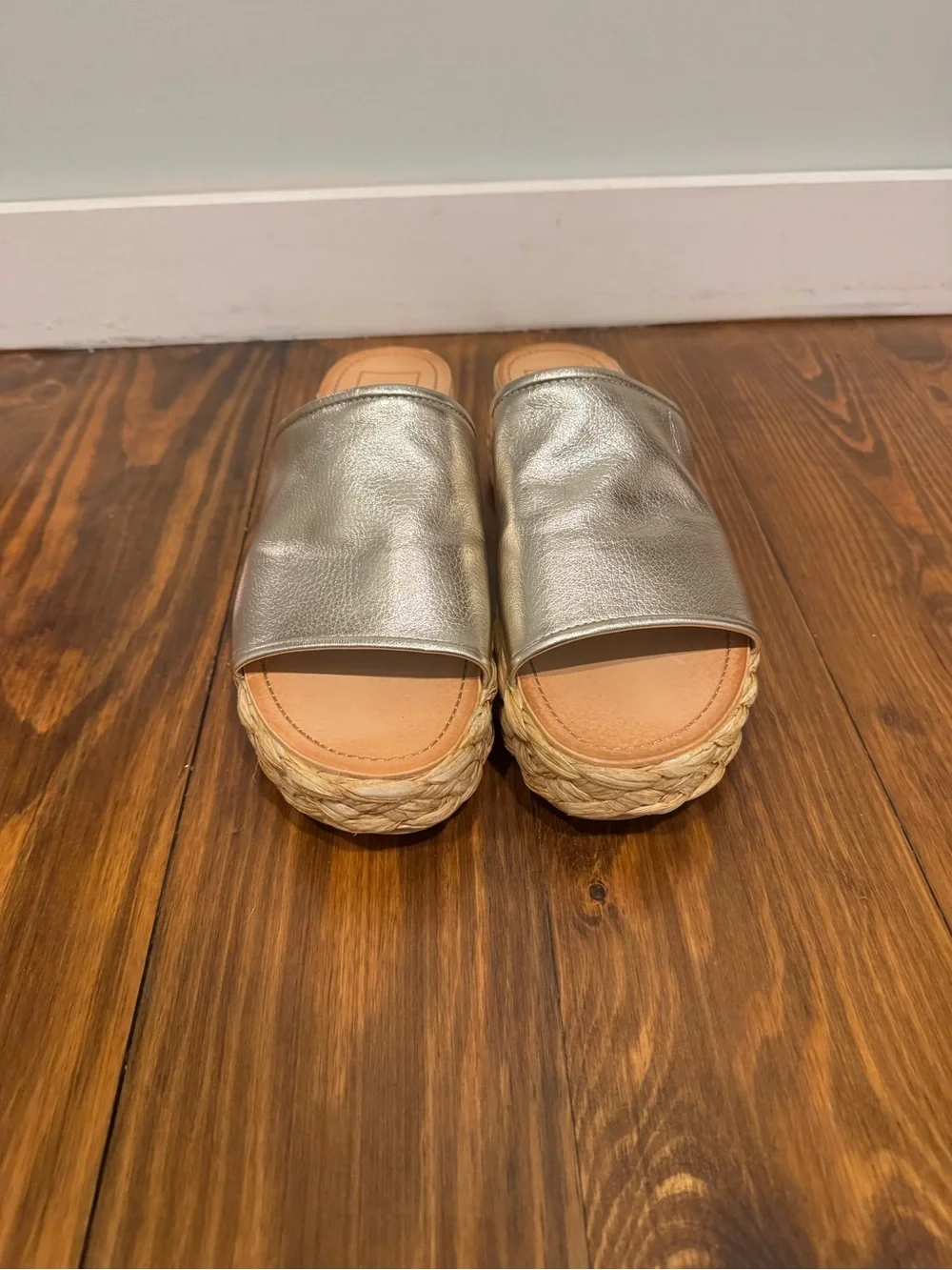 Dolce Vita Silver Metallic Espadrille Platform Slide